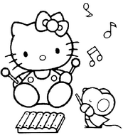 coloriage Hello kitty et la souris musicienne